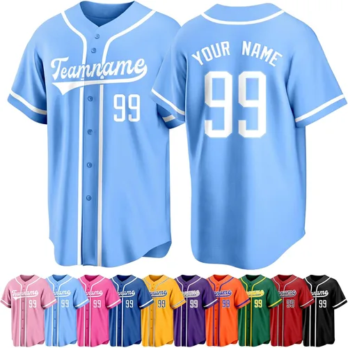 Miniatura 37 de Custom Baseball Jersey Personalized Short Sleeve Team Sport Uniform Baseball Shirt for Men Women Youth Boy