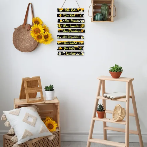 Miniatura 7 de Jetec Placa de Decoración de Abeja Regalo Letrero de Abeja Reglas de Colmena Decoración de Pared Adorno de Margarita de Navidad para Navidad Hogar