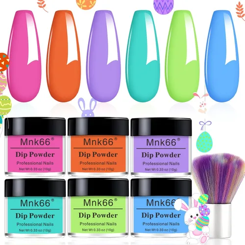 Miniatura 17 de Juego de polvo de inmersión de 6 colores, set de colores para uñas con vino tinto oscuro, rojo oscuro, naranja, set de polvo de inmersión para uñas
