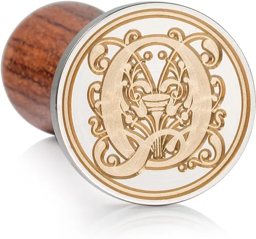 Miniatura 10 de Sello de cera Mceal, sello grande de 1 1/5"(30mm) de diámetro, cabeza de latón plateado con mango de madera, serie de letras de la A a la Z