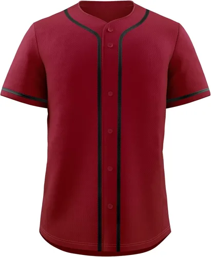 Miniatura 5 de KXK Camiseta de béisbol en blanco para hombre, camisas casuales con botones, manga corta, uniforme deportivo de equipo activo