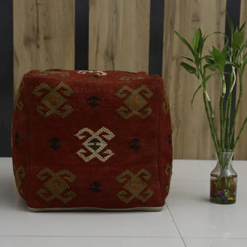 Miniatura 10 de Trade Star Funda tejida a mano para puf kilim, funda decorativa para puf de asiento hecho a mano, funda de puf otomano de lana de yute auténtico