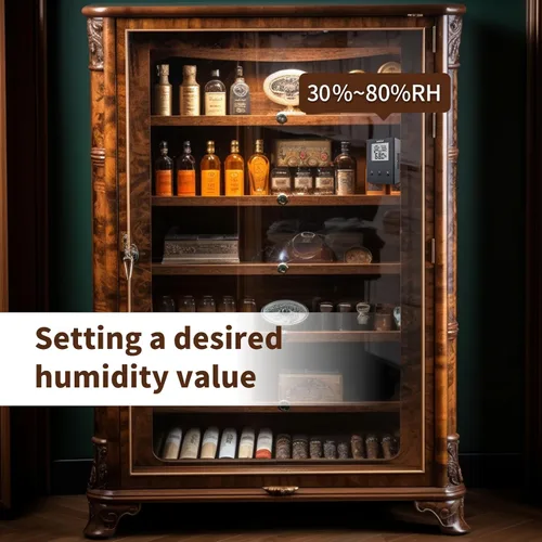 Miniatura 3 de Briidea Humidificadores eléctricos para gabinete (10-50 pies cúbicos), 30% HR ~ 80% RH valores de ajuste de humedad, temperatura y humedad