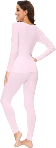 Miniatura 2 de WiWi Conjunto de pijama de viscosa suave de bambú para mujer, ropa interior térmica larga, súper cálida, capa base, pantalones de pijama S-3X