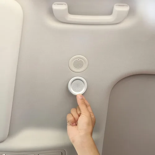 Miniatura 10 de YIWANG ABS cubierta del micrófono del techo del coche decoración pegatinas para Land Rover Defender 110 2020-2022 Auto Accesorios (fibra de carbono)