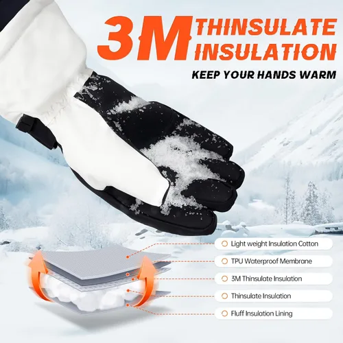 Miniatura 4 de ThxToms Guantes de esquí para hombres y mujeres, guantes de invierno impermeables 3M Thinsulate guantes cálidos unisex para pantalla táctil, guantes