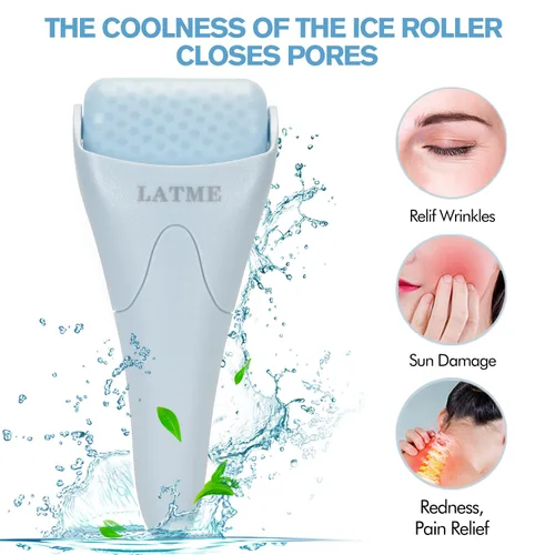 Miniatura 2 de LATME Rodillo de hielo para ojos, regalos para mujer, masajeador facial, hinchazón, alivio del dolor de migraña y lesiones menores (azul ahumado)