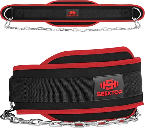 Miniatura 10 de Seektop Dip Belt With Chain for Weightlifting - Neoprene Waist Belt for GYM Workout, Pull Ups, Crossfit, Weight Lifting, Squat, Training, Fitness