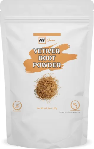 mGanna - Polvo de raíz de vetiver 100% natural, vetiveria zizanioides/khus para formulaciones ayurvédicas, herbales y cosméticas, 227 GMS / 0.5