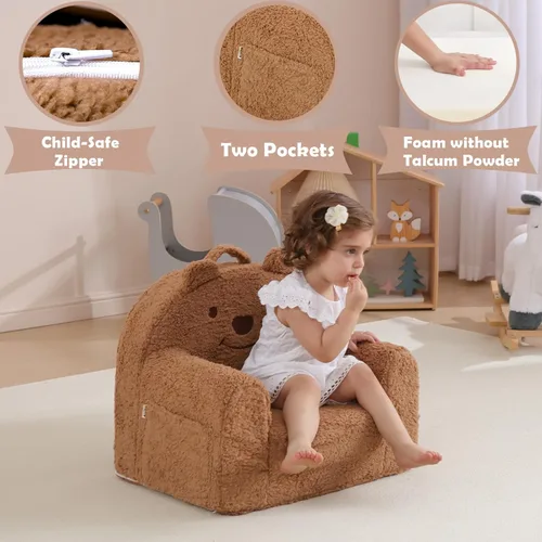 Miniatura 4 de Silla para niños pequeños, sofá plegable de oso sherpa, silla de lectura para niños, sofá abatible para niños, sofá convertible para niños de 1 a 3