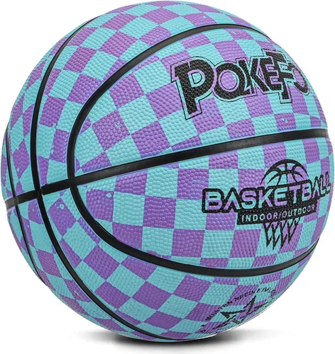 Miniatura 6 de Baloncesto para niños y jóvenes tamaño 5 (27.5") de goma premium para interiores y exteriores para niños y niñas, impermeable para juegos en el azul