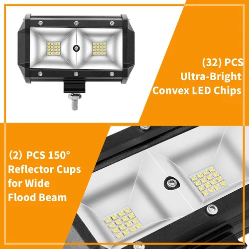 Miniatura 4 de Luces LED de trabajo, haz de inundación de 5 pulgadas de ancho para barco, módulos de luz LED marina, 120 W, 10000 lm, 12 V, 24 V, luces de escena
