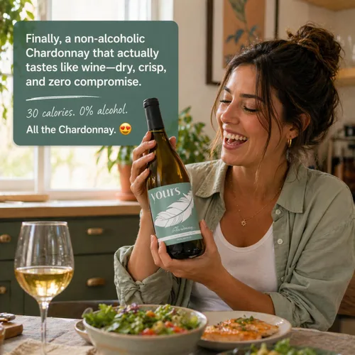 Miniatura 5 de YOURS Non-Alcoholic Wine Alternativa de vino premiada premium, sin alcohol y fruta de monje endulzada - Botella de 25.4 fl oz (Chardonnay)