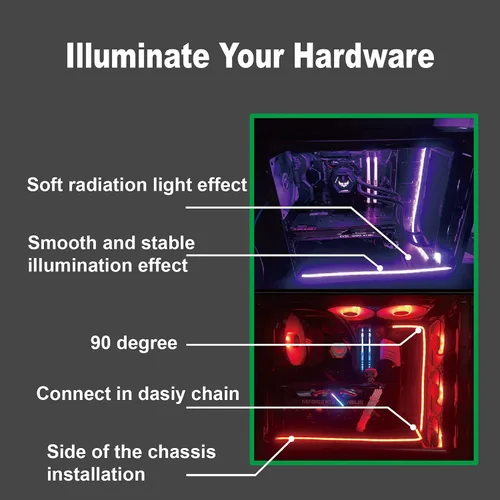 Miniatura 6 de airgoo NEON - Tira LED RGB para PC, tubo de goma de silicona difusa de 15.75 x 0.55 x 0.28 pulgadas, para cabezal RGB de 12 V de 4 pines, viene