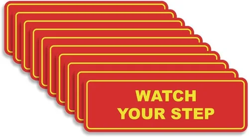 Miniatura 32 de Signs ByLITA Letrero estándar para pared o puerta con texto en inglés «Watch Your Step», señalización de salud y seguridad (negro), mediano