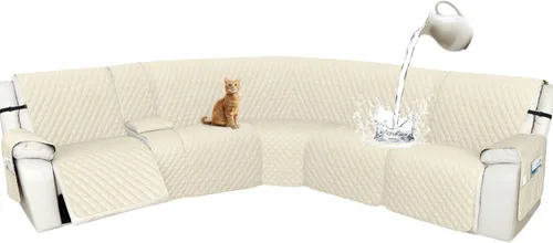 Miniatura 41 de Arfntevss Fundas de sofá modular reclinable, 100% impermeable, en forma de L, para sillón reclinable en forma de L, funda seccional lavable