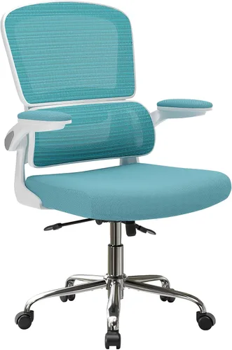Miniatura 13 de Logicfox Silla de oficina ergonómica con soporte lumbar 2D adaptable y brazos abatibles, silla de escritorio de malla transpirable para aliviar