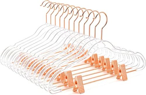 Miniatura 27 de MIZGI - Perchas premium de terciopelo negro para pantalones con clips ajustables (paquete de 20) Perchas delgadas para faldas - Perchas