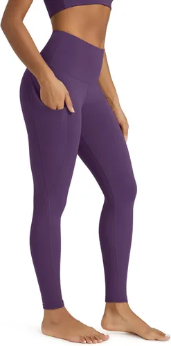 ODODOS - Leggings de yoga de cintura alta para mujer con bolsillos, pantalones de yoga deportivos con control de abdomen, no se transparentan, para