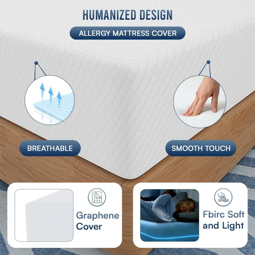 Miniatura 5 de FDW Colchón de espuma viscoelástica de gel de 12 pulgadas, colchón de firmeza media para un sueño fresco, alivio de presión, certificado CertiPUR-US