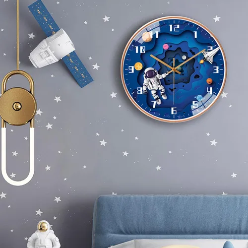 Miniatura 6 de QINFIEY Reloj de pared para niños con movimiento silencioso de 12 pulgadas, reloj de pared redondo sin tictac para niños, funciona