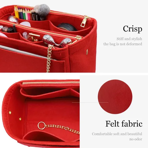 Miniatura 5 de Bolsa organizadora de fieltro 3 en 1 con soporte para botellas, A-ROJO, M
