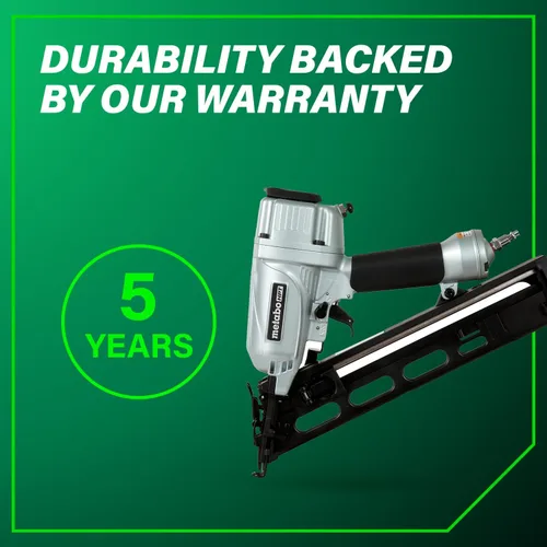 Miniatura 12 de Metabo HPT NT65MA4 - Pistola de clavos con soplador de aire, clavadora neumática preferida por profesionales para molduras de corona, molduras