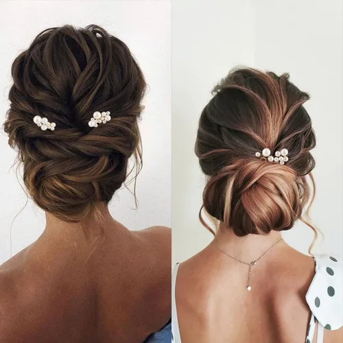 Miniatura 6 de 5 Piezas Peines Dorados para Cabello de Boda Nupcial, Tocado, Horquillas con Perlas, Clips, Joyería Vintage para Cabello para Novias, Damas