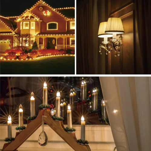 Miniatura 7 de Meconard - Bombillas LED C7 para luz nocturna, bombillas LED de repuesto irrompibles para velas de ventana y candelabros, base de candelabro E12