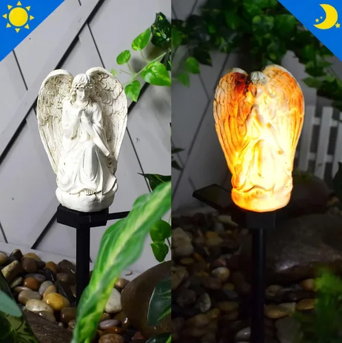 Miniatura 6 de WAYDA Luz solar de ángulo al aire libre para cementerio, lámpara de ángel impermeable LED, luces solares de ángel para jardín, balcón, patio
