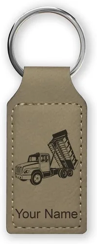 Miniatura 38 de LaserGram Llavero rectangular, camión volquete, grabado personalizado incluido
