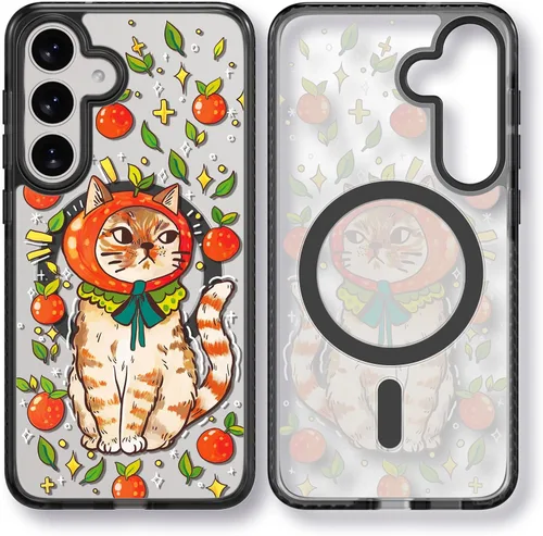 Miniatura 84 de Rosarnnah Funda compatible con Samsung Galaxy S24 Ultra, bonita estética, a la moda, divertida funda con estampado de gatito y gato, duradera a