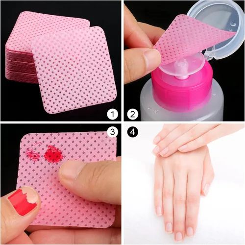Miniatura 6 de 400 Almohadillas de Algodón para Uñas, 1 Botella Dispensadora con Bomba Desplegable, Toallitas Súper Absorbentes y Suaves de Tela No Tejida