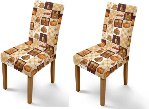 Miniatura 76 de Rnyleeg Thanksgiving Chair Covers for Living Room No Arms Turkey Pumpkin Stretch Dining Chair Covers Set of 6 Soft Washable Kitchen Chair Protector