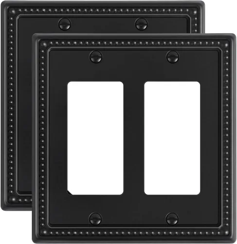 Miniatura 131 de Paquete de 4 placas de cubierta para interruptor de luz de palanca individual, cubiertas decorativas de perlas, placa de pared de metal almendra