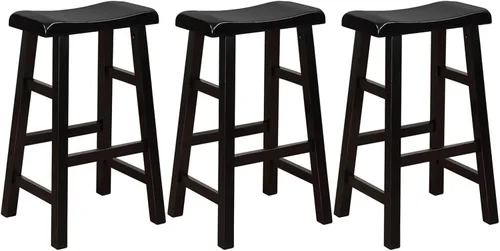 Miniatura 8 de eHemco Taburetes de madera maciza, 29 pulgadas, roble oscuro, juego de 3 Heavy Duty, encimera de cocina