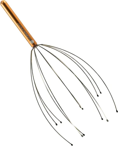 Body Back Masajeador de cuero cabelludo, rascador de cabeza, masajeador manual de cabeza para aliviar el estrés, rascador relajante del cuero Dorado