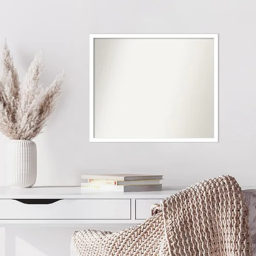 Miniatura 377 de Amanti Art Espejo de baño blanco para sobre el fregadero, 32 x 45 pulgadas, espejo de tocador rectangular blanco esbelto, marco de madera moderno