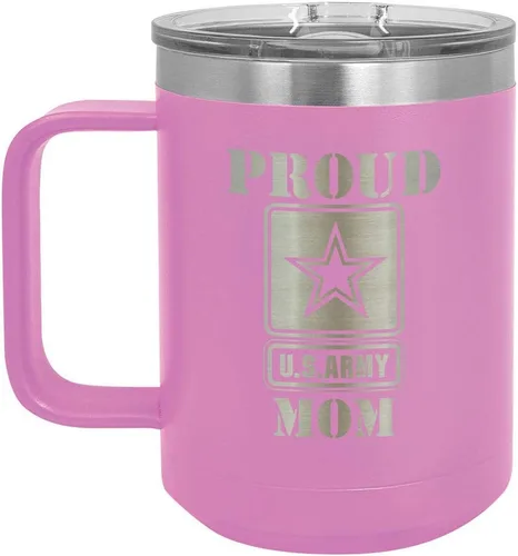 Miniatura 6 de PROUD ARMY MOM BLACK Taza de café de 15 oz con tapa deslizante Taza de café de viaje aislada Ideas de regalos del día de la madre de hijo o hija