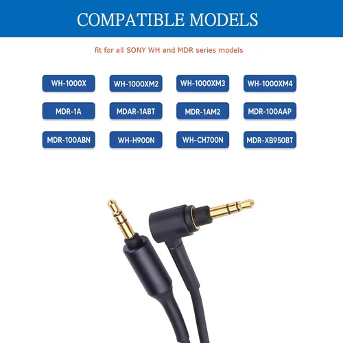 Miniatura 3 de WH-1000XM5 WH-1000XM3 Cable de audio para auriculares compatible con Sony WH-1000XM3 WH-1000XM4 WH-1000XM6 MDR-XB950BT MDR-1000X WH-CH700N