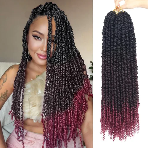 Miniatura 104 de Bileaf Cabello de Ganchillo Passion Twist Pre-retorcido de 10 Pulgadas, 8 Paquetes de Ganchillo Passion Twist, Cabello Corto Passion Twist