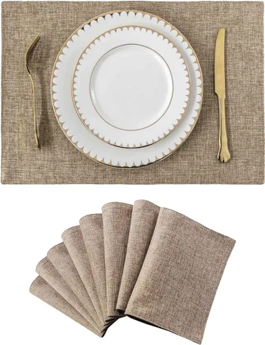 Miniatura 57 de Juego de 6 manteles individuales resistentes al calor para mesa de comedor y cocina de Home Brilliant, manteles individuales para mesa de comedor