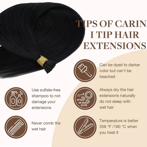 Miniatura 9 de GOO GOO I Tip - Extensiones de cabello humano real, 20 pulgadas, 1.76 oz, 50 S, extensiones de cabello Remy invisible, 1 negro azabache