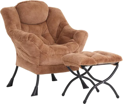Silla perezosa acogedora y otomana, juego grande de silla de descanso contemporánea, sillón tapizado de ocio para lectura para dormitorio, sala de