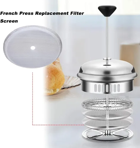 Miniatura 3 de Filtros de repuesto para prensa francesa, paquete de 5 pantallas de café ultra finas de acero inoxidable 304 de malla 150, filtro de prensa francesa