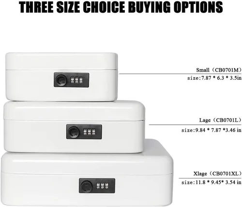 Miniatura 5 de Jssmst - Caja fuerte grande con cerradura con combinación, metálica y duradera, con bandeja para dinero en efectivo, color rosado