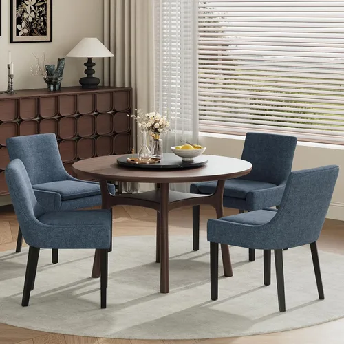 Miniatura 22 de MALOL Juego de 2 sillas de comedor tapizadas en corduroy con patas de madera, sillas de cocina laterales acolchadas de respaldo medio para comedor