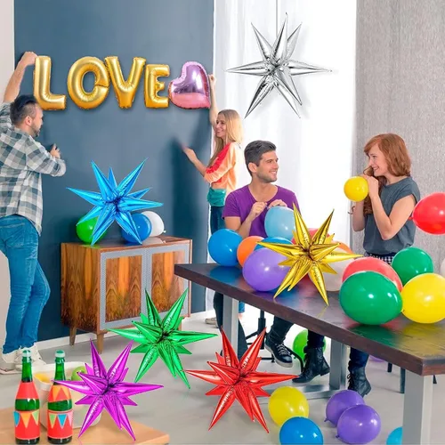 Miniatura 2 de 72 unidades de globos de estrella, grandes globos de cono de estrella metálicos de 26 pulgadas, globos de papel de aluminio de explosión colorida