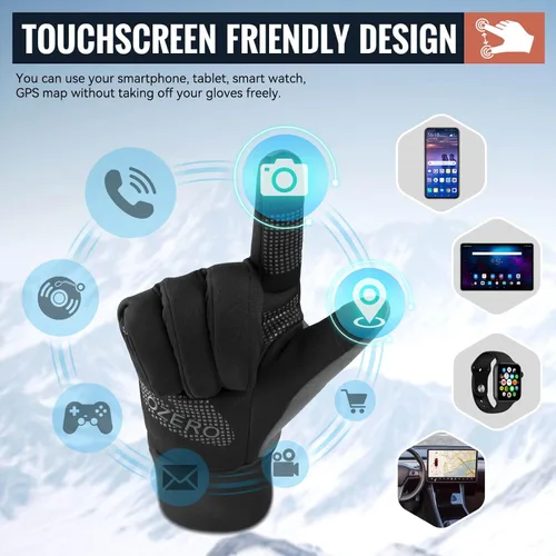 Miniatura 3 de OZERO - Guantes térmicos de invierno para hombres y mujeres, pantalla táctil, resistentes al agua, resistentes al viento, antideslizantes