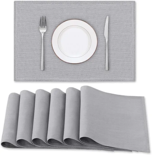 Miniatura 24 de H.VERSAILTEX Juego de 4 manteles individuales de lino de alta calidad para mesa de comedor, a prueba de derrames, impermeables, resistentes al